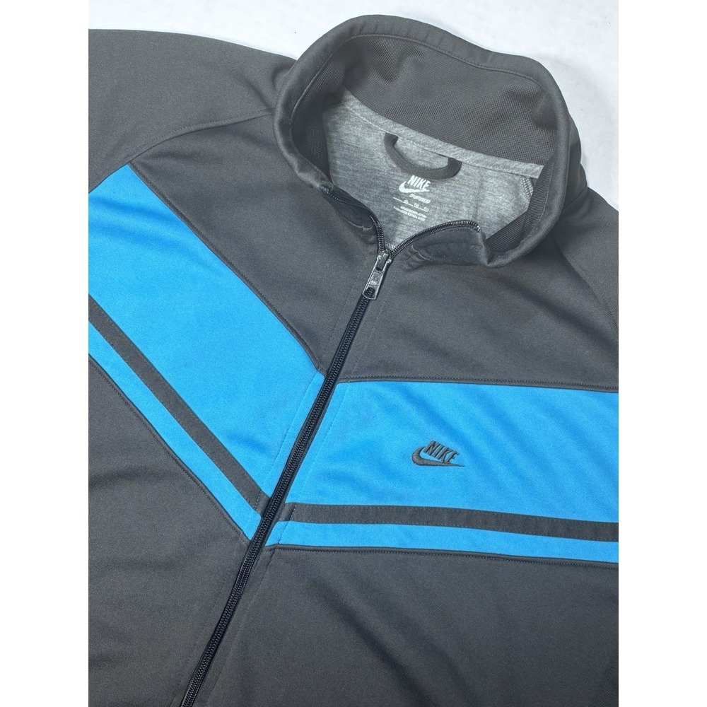 Nike Track Jacket Mens XL Black Blue Chevron Full Zip Athletic